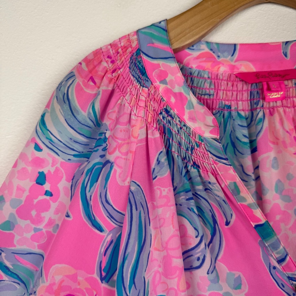 Lilly Pulitzer Elsa Silk Blouse Prosecco Pink Pinking Positive - Picture 5 of 14